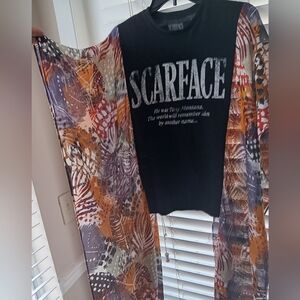 Upcycled Scarface Movie Graphic Tshirt Poncho